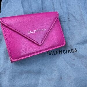 Balenciaga pink mini compact wallet